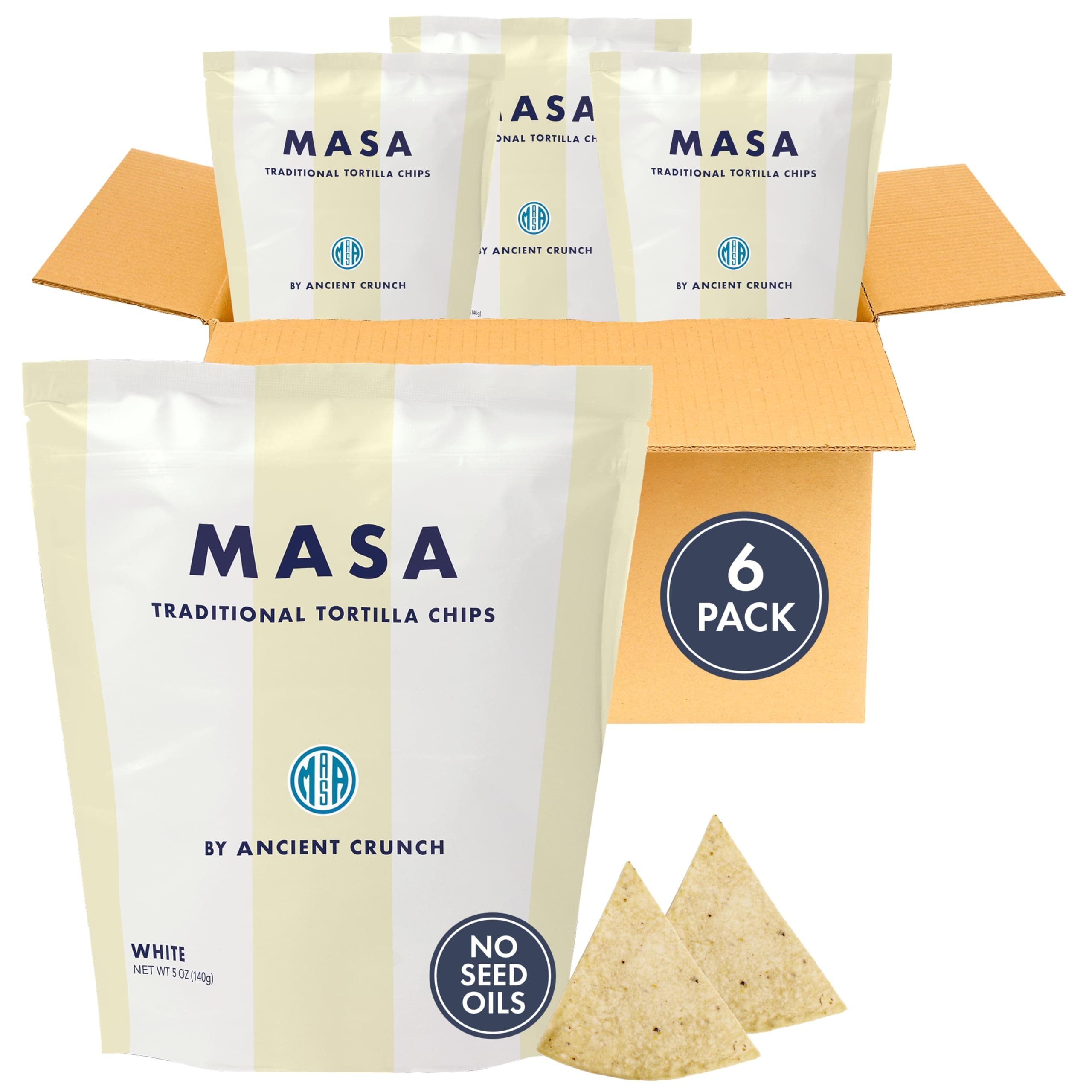 - MASA Chips White Corn Tortilla Chips Cooked in Beef Tallow – Seed Oil Free Snack, 6pk×5 oz each– Handmade with Only Naturally Grown White Corn & Sea Salt, Gluten Free
