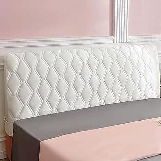 Velvet Bed Headboard Cover for Full Queen Cal King Size, Quilted Bed Headboard Slipcover Thicken Dustproof Headboard Padding Protector Cover (White,190cm(75"))