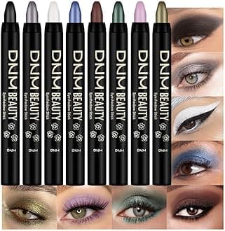 evpct 8Pcs Cream Eyeshadow Stick Set for Women, Black White Lavender Purple Matte Blue Chocolate Emrald Green Grey Shimmer, Silky Matte Shimmer Eyeshadow Applicator Sticks Eye Makeup sombras para ojos