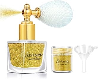 Etercycle Gold Body Glitter Spray, Shimmering Spray Powder Sparkle Powder, Cosmetic Shimmer Makeup Glitter for Hair and Body Face Clothes Nail Art Craft Design Easter Christmas Halloween Crafts