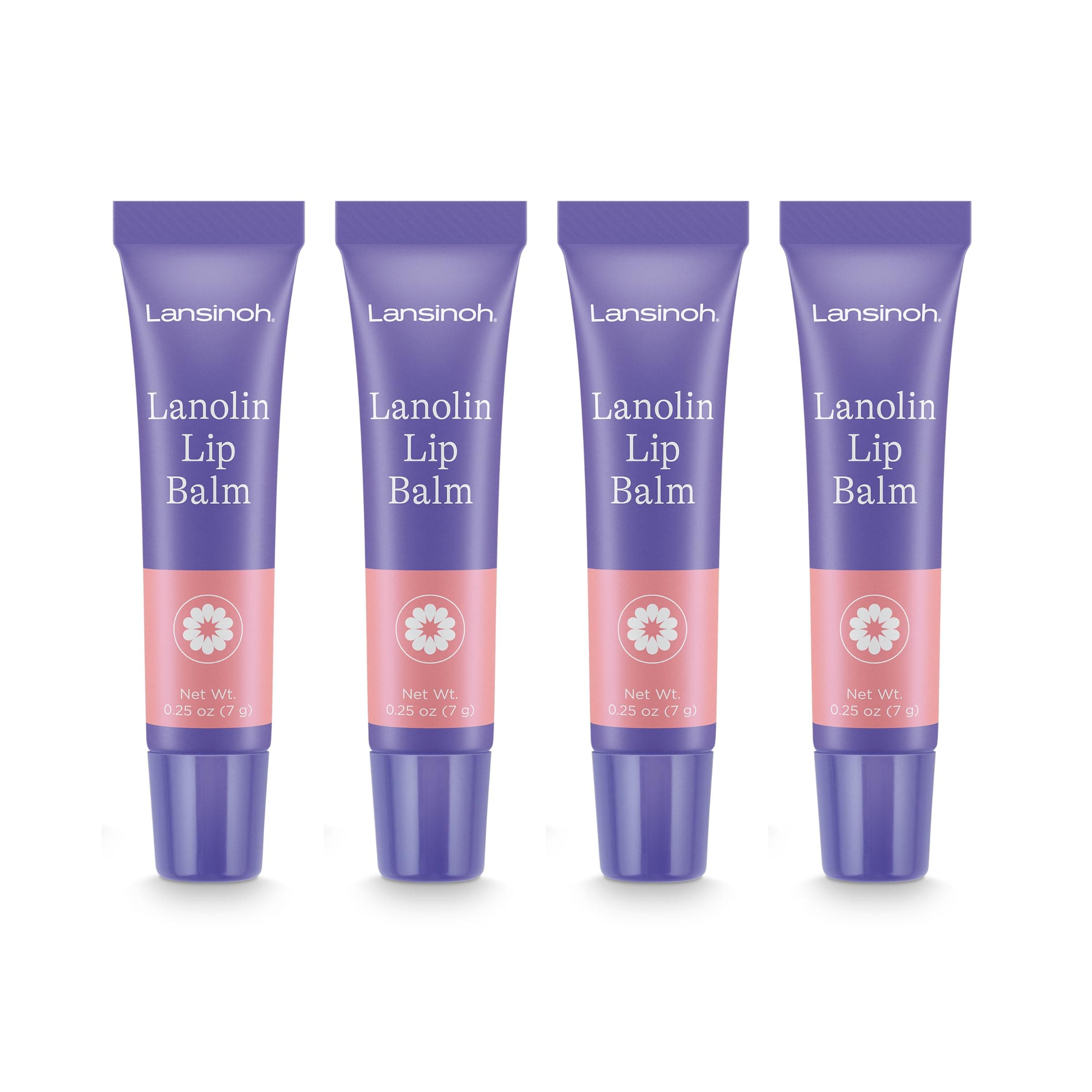 Lansinoh Lanolin Lip Balm, Moisturizing Lip Care, 4 Pack, 0.25 Ounces Each