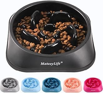MateeyLife Slow Feeder Dog Bowls, Anti-Choking Puzzle Dog Food Bowls, Anti-Slip Interactive Feeding Slow Down Eating, Bloat Stop Maze Dishes for Medium Large Breeds Black