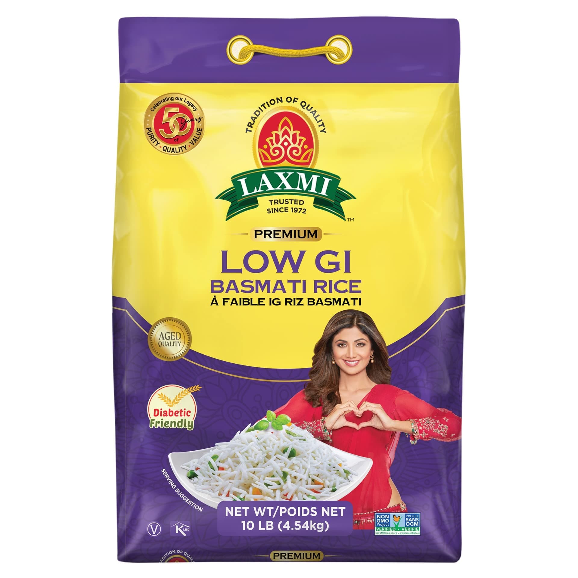 LAXMI BRAND Diabetic Friendly Basmati Laxmi Rice With Lower Gi Index Value - 10 Pounds