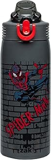 Marvel Spider-Man Sage Kids Water Bottle For School or Travel, 19oz Stainless Steel Water Bottle With Straw, Handle, and Leak-Proof, Pop-Up Spout Cover (Miles Morales)