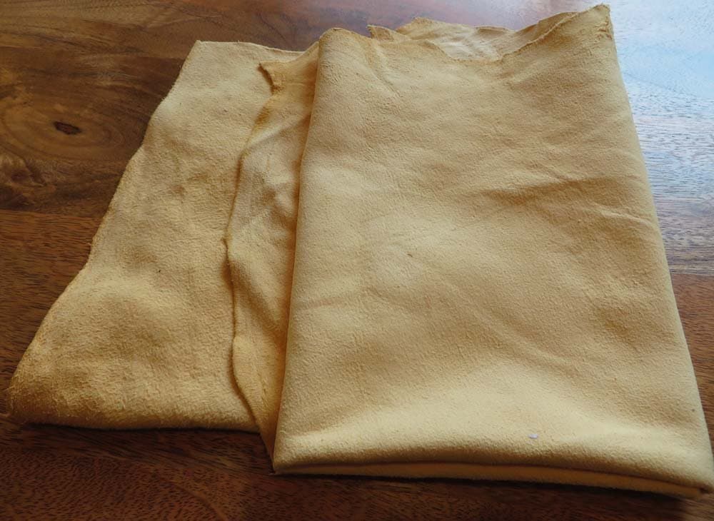 2 Large Chamois Leather Skins Shammy Each Approx 2.5 to 3 Square ft. for £17.95 from Balbirnie Leather Co. Scotland