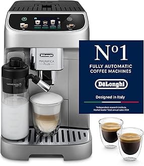 Coffee Machine MAGNIFICA PLUS Fully Automatic Espresso Machine with 24+ Hot & Iced Beverages, Color Touch Display, 13 Grinder Settings, LatteCrema, Twin Shot ECAM322.70.SB (Made in Europe)