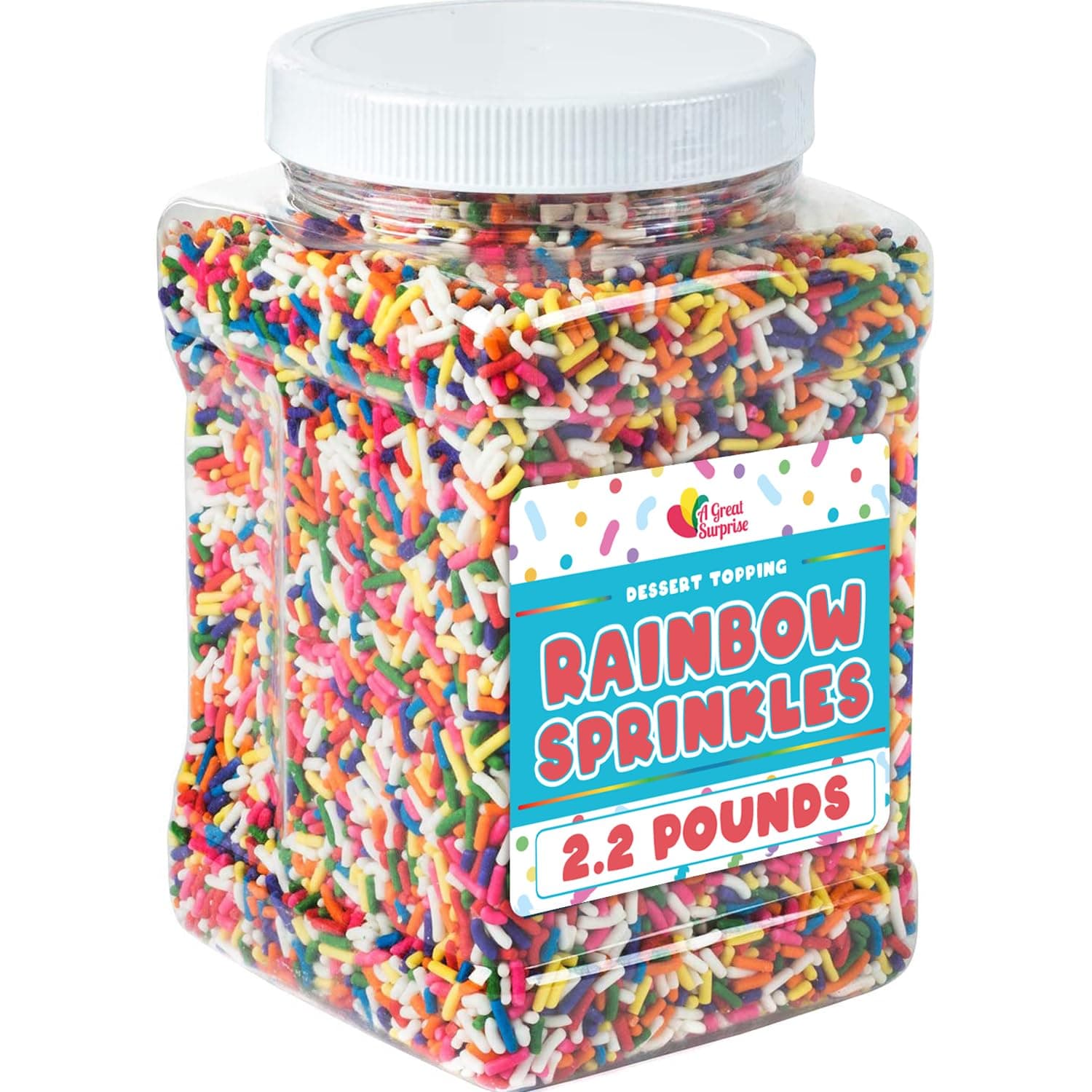 A Great Surprise Easter Rainbow Sprinkles - 2.2 Pounds - Bulk Rainbow Jimmies for Cookies - Birthday Cake for Ice Cream, Baking, Cupcakes, Donuts