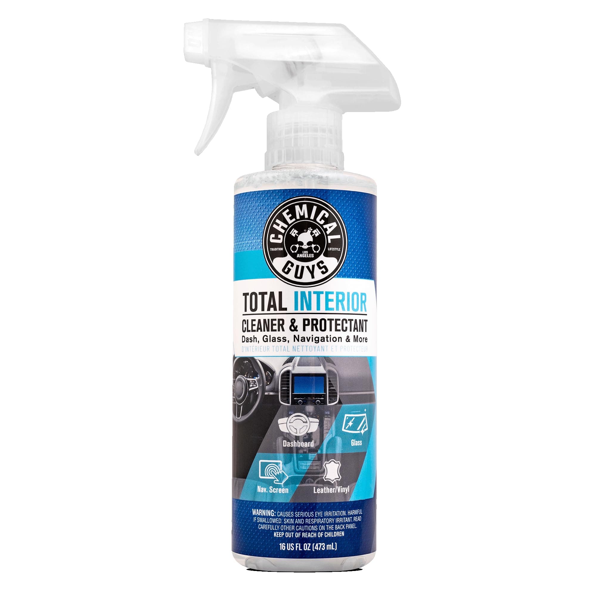 Chemical Guys Total Interior Cleaner & Protectant Interior Cleaner, Cleans & Protects Leather, Vinyl, Plastic, Rubber, Glass with a Streak-Free Finish — Cars, Trucks, SUVs, RVs, 16 oz