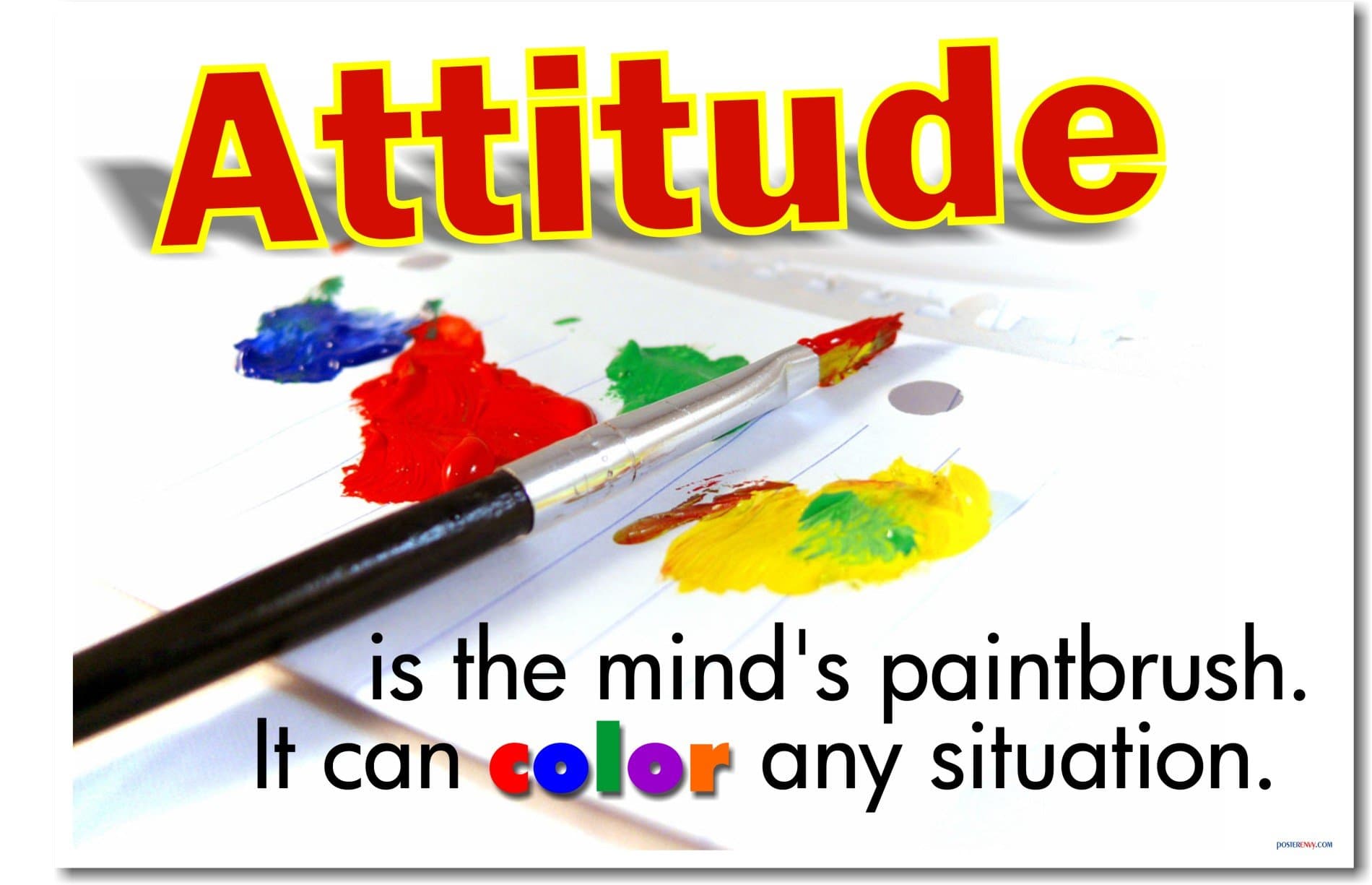 Attitude Is the Mind's Paintbrush. It Can Color Any Situation. Classroom Motivational Poster