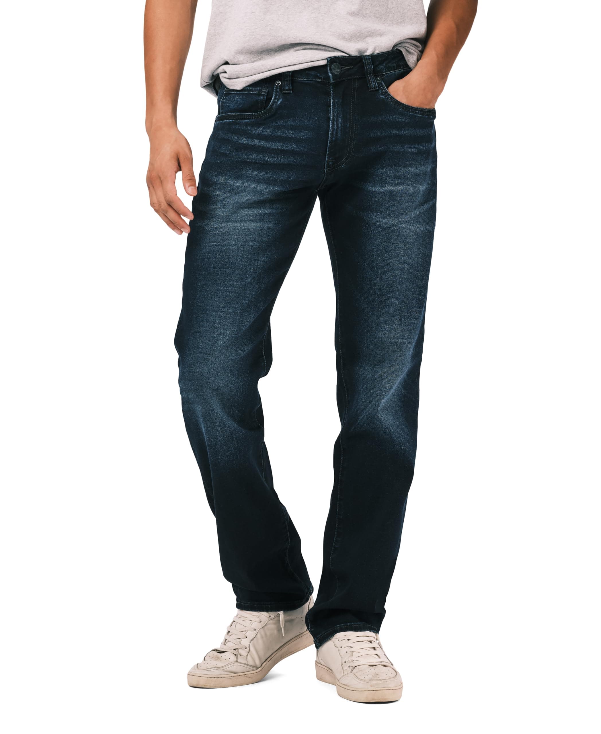 Buffalo David Bitton Men's Straight Six Jeans, Veined and Crinkled
