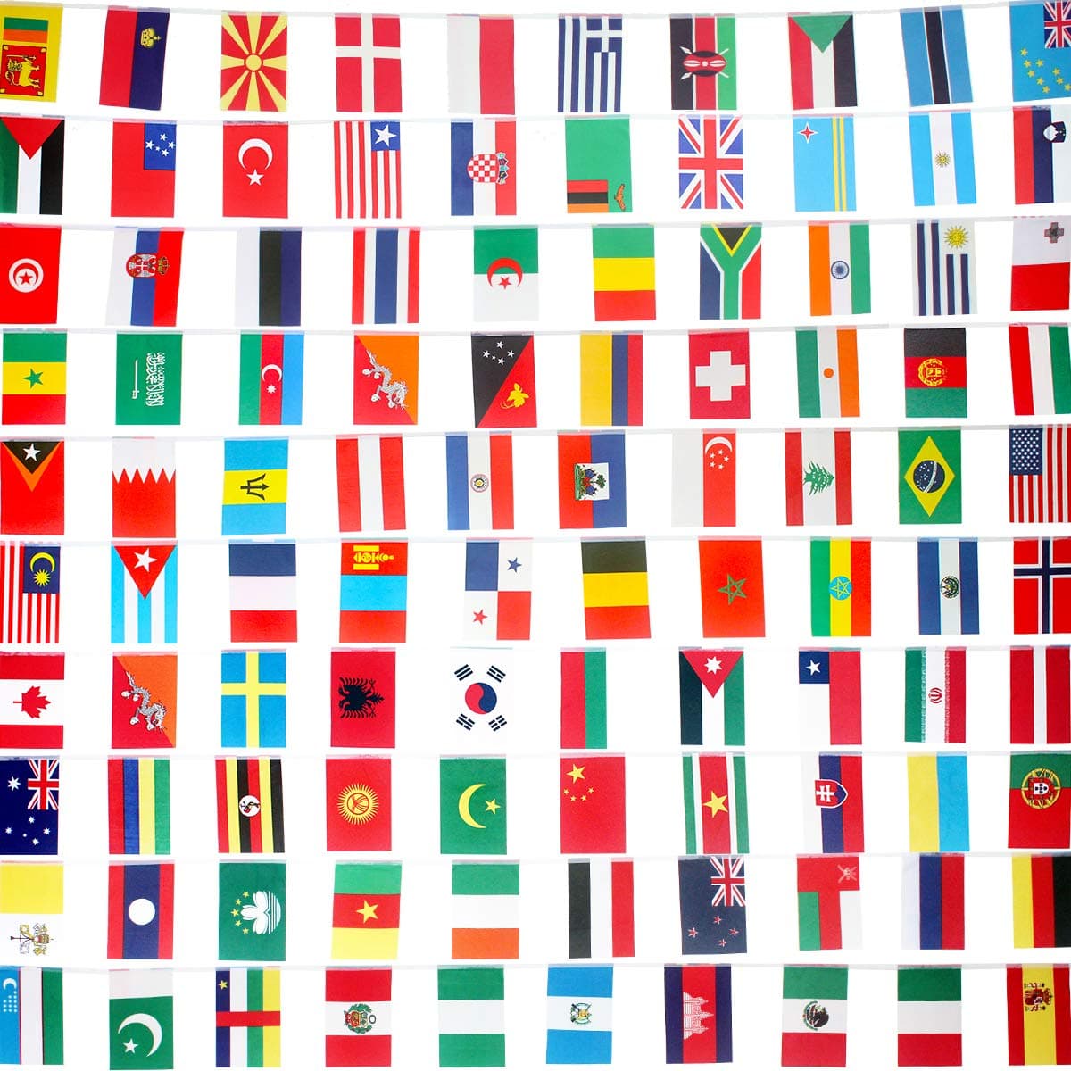 AMAPON 100 Countries Flags Banner, 82ft International Flags String, World Party Decoration, for Sports Clubs, Grand Opening, Restaurants, Bars etc.