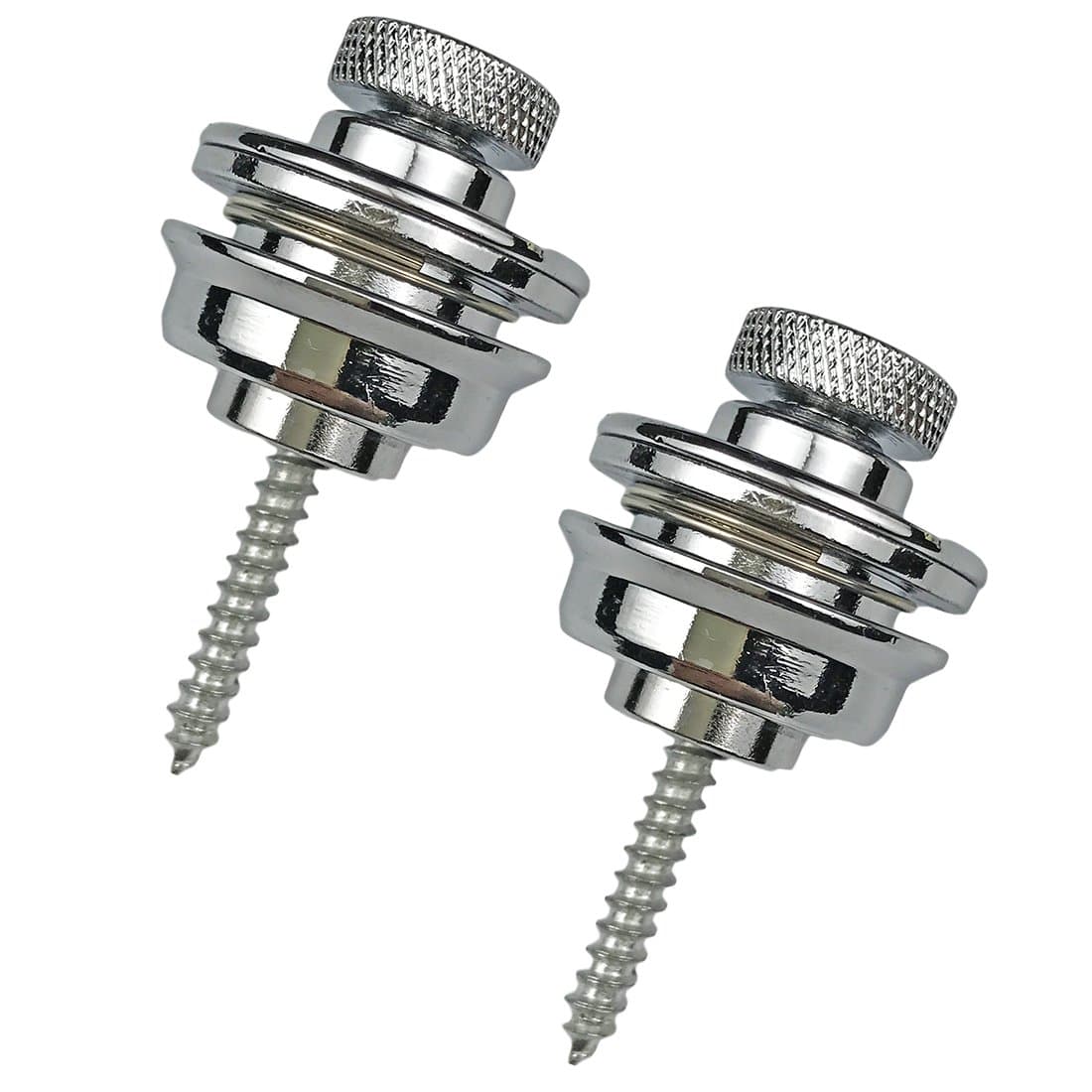 Miaoo 2PCS Guitar Strap Lock Anti-stripping Lock System for Guitar and Bass Strap (Silver)