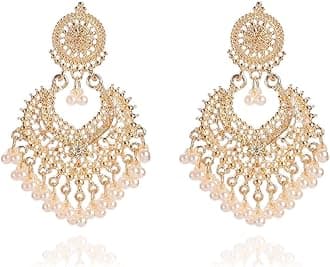 Jhumkas Indian Earrings for Women Boho Ball Tassel Statement Dangle Earrings Indian Jewelry Dresses Wedding Party Outfits