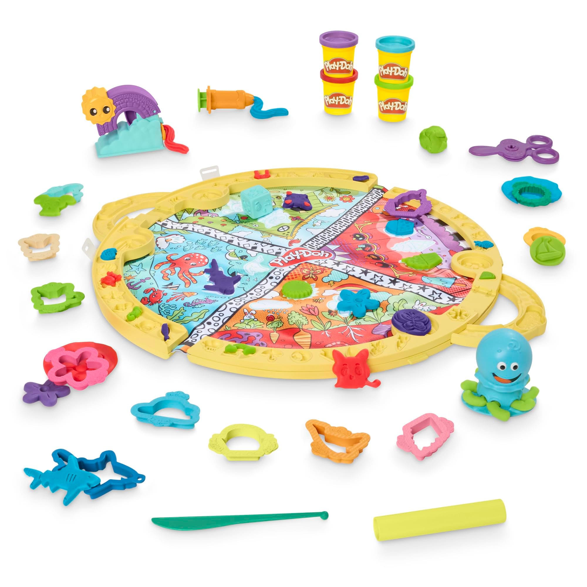 Fold & Go Playmat Starter Set with 19 Accessories, Preschool Toys for 3 Year Old Girls & Boys & Up, Kids Arts & Crafts