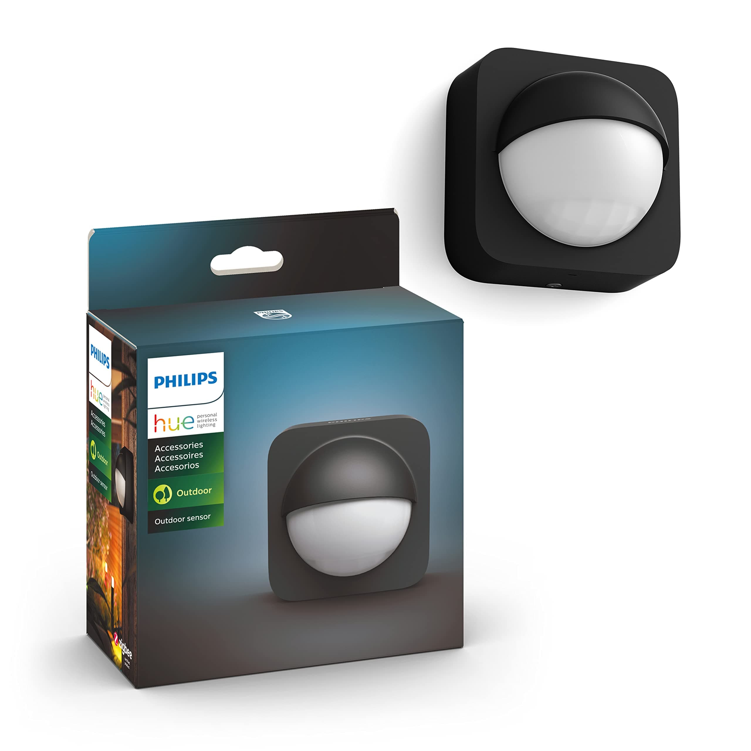 Outdoor Motion Sensor for Smart Lights (Requires Hue Hub) Installation-Free, Smart Home, Smart Lighting, Exclusively for Philips Hue Smart Bulbs, Black (570985)