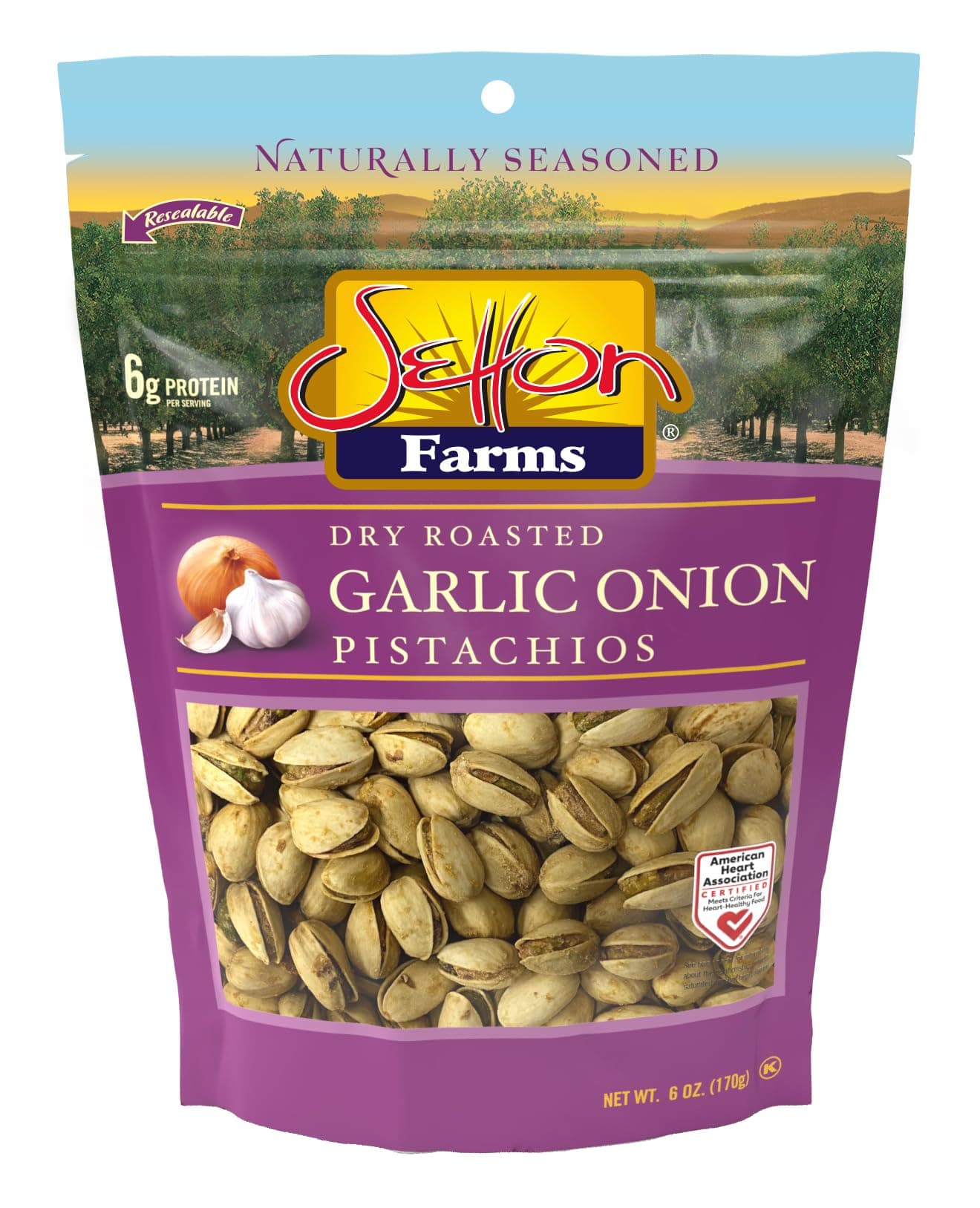 Pistachios Garlic Onion, In-Shell, 6 Oz. Bag, Kosher