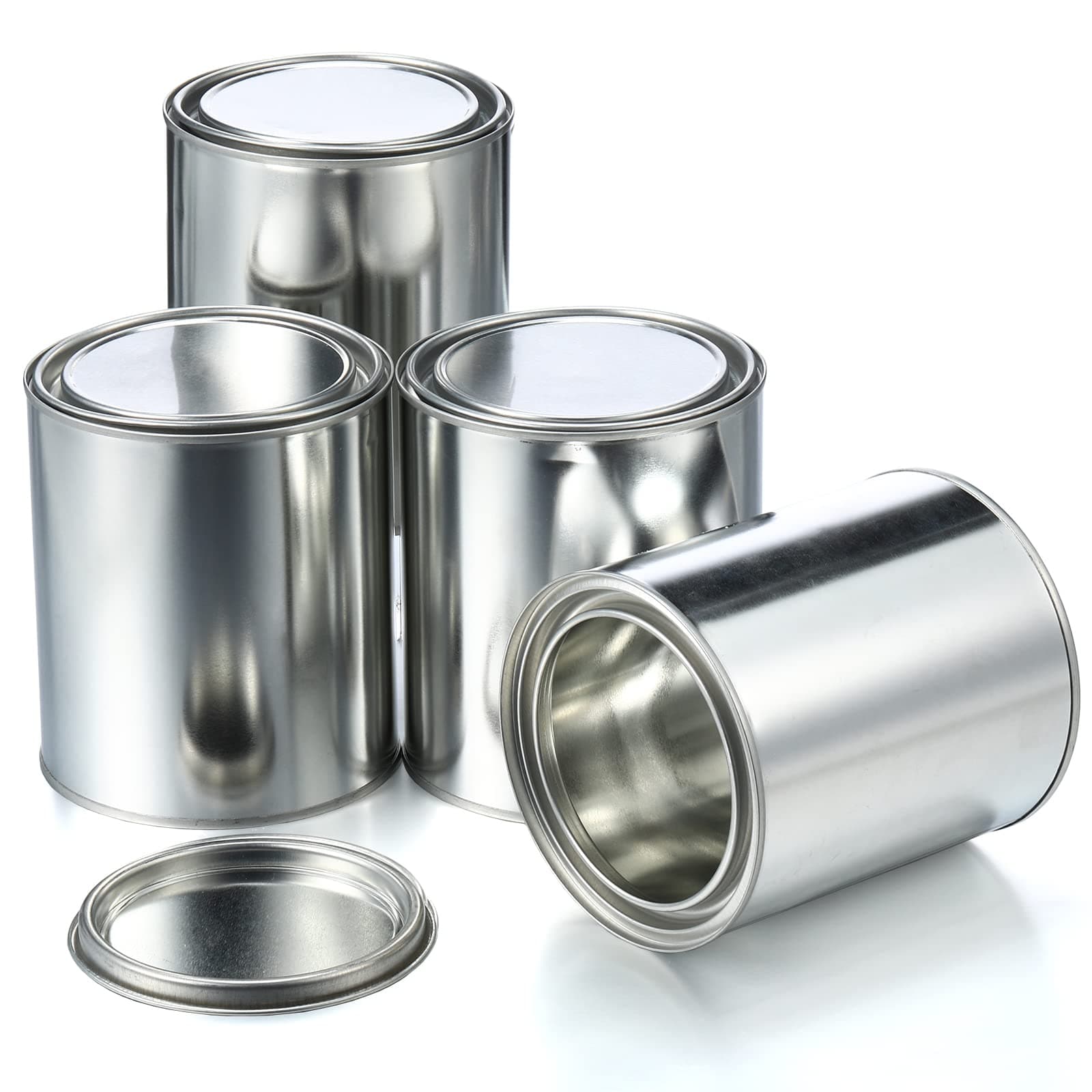 Empty Metal Paint Cans with Lids Paint Storage Containers Tiny Empty Unlined Pint Pails(4 Pack,1 Quart)