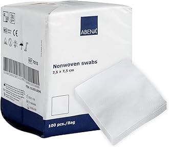 ABENA Gauze Pads, 100 Individually Packed Gauze Dressings for Wounds, 7.5x7.5cm Soft Absorbent Non Woven Swabs for Injury Dressing, Non-Adhesive Dressings for Wounds