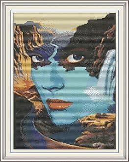 CaptainCrafts Cross Stitch Kits, Counted Cross Stitch Unpreprinted Fabric Embroidery Kits Needlework Crafts (Unpreprinted 14CT, Beauty and Lake)