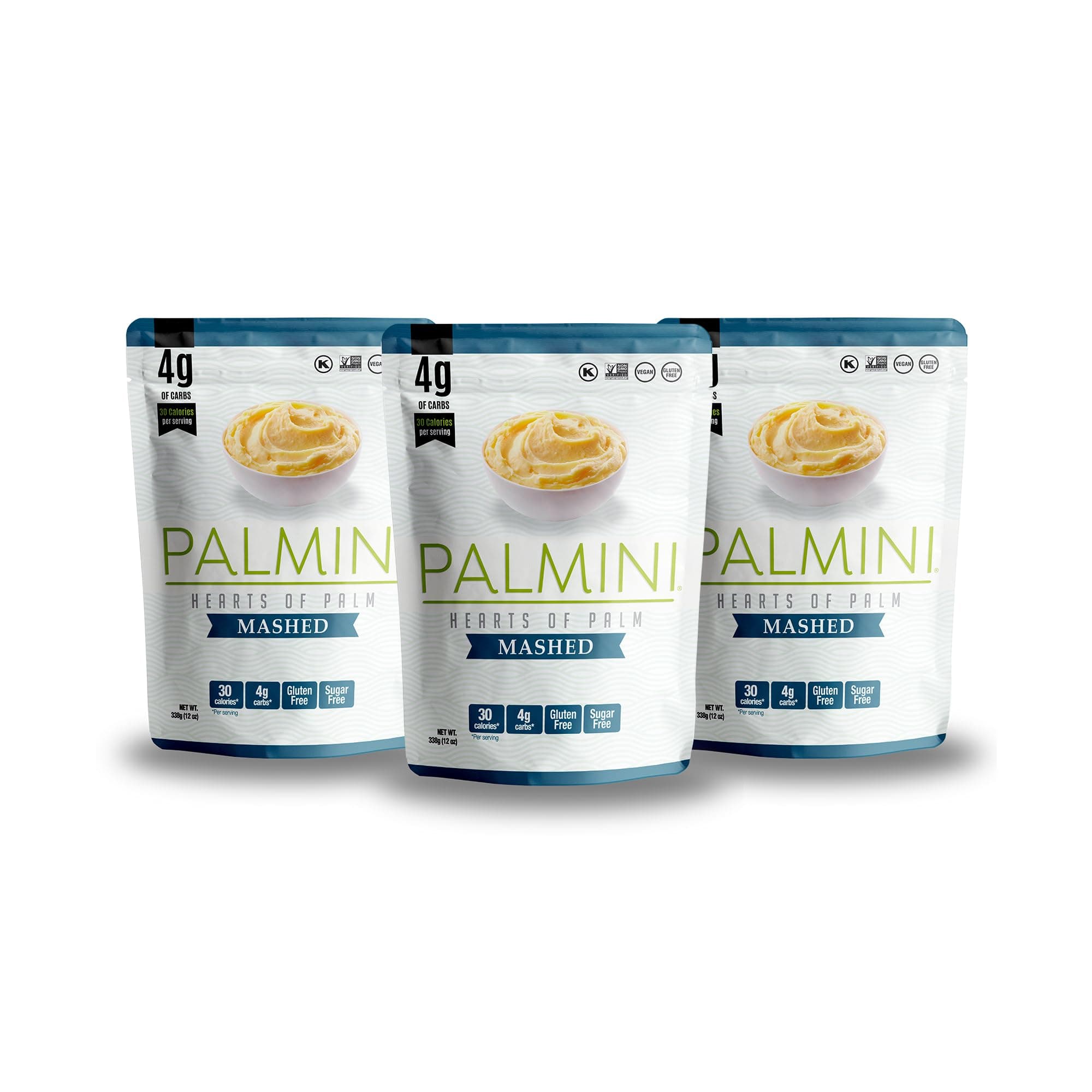 Palmini Mashed | Low-Carb, Low-Calorie Hearts of Palm Mash | Keto, Gluten Free, Vegan, and Non-GMO | As seen on Shark Tank | (12 Ounce Pouch - Pack of 3)