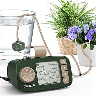 DIAFIELD Automatic Drip Irrigation Kit, Self Watering System for 15 Potted Plants Indoor, Drip Irrigation System for Garden with Water Timer and LCD Display, Power by AC Plug & No Battery Backup