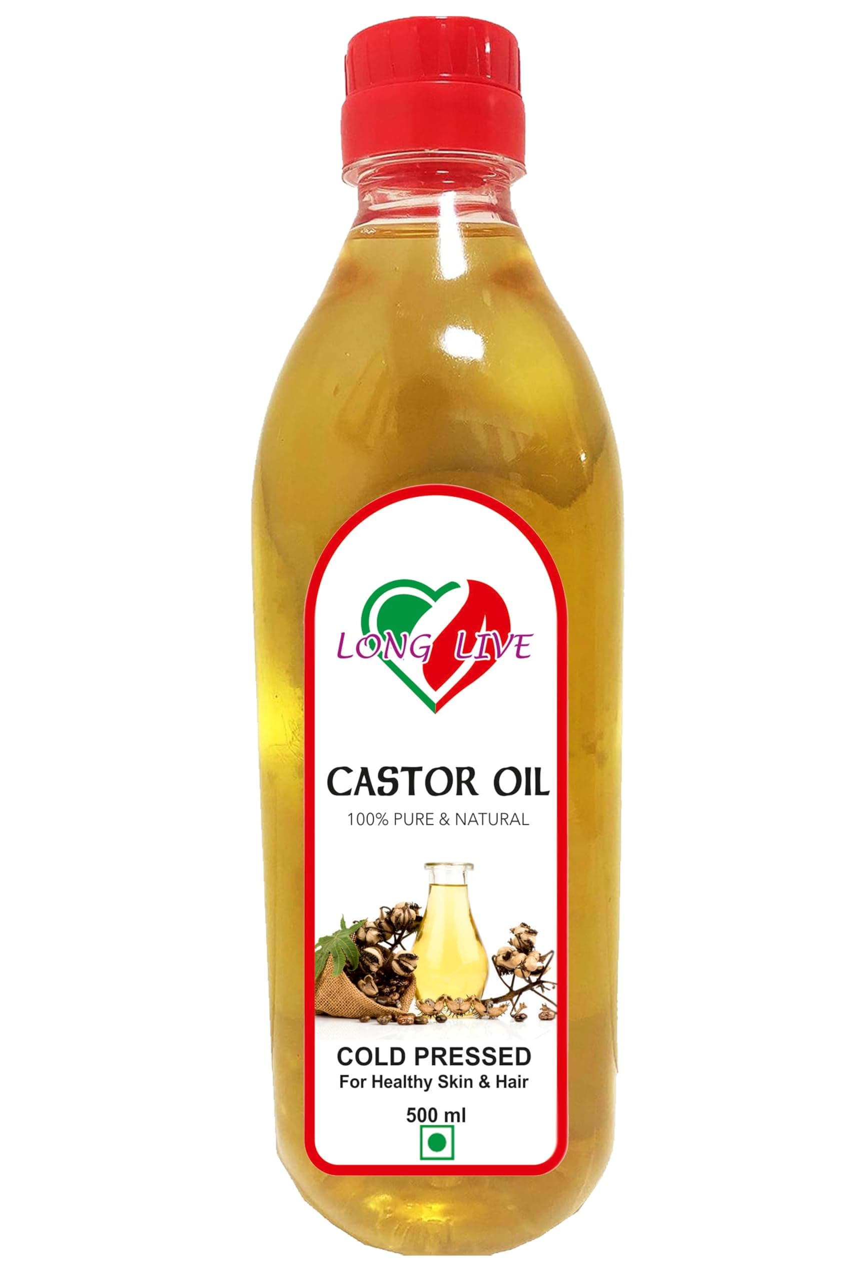 Long Live Castor Oil Wood Pressed - 500Ml | Pure Cold-Pressed Arandi Oil By Farmers Society | Edible | Hair Growth Skin Care Moisturizer Nails Luscious Eyelashes