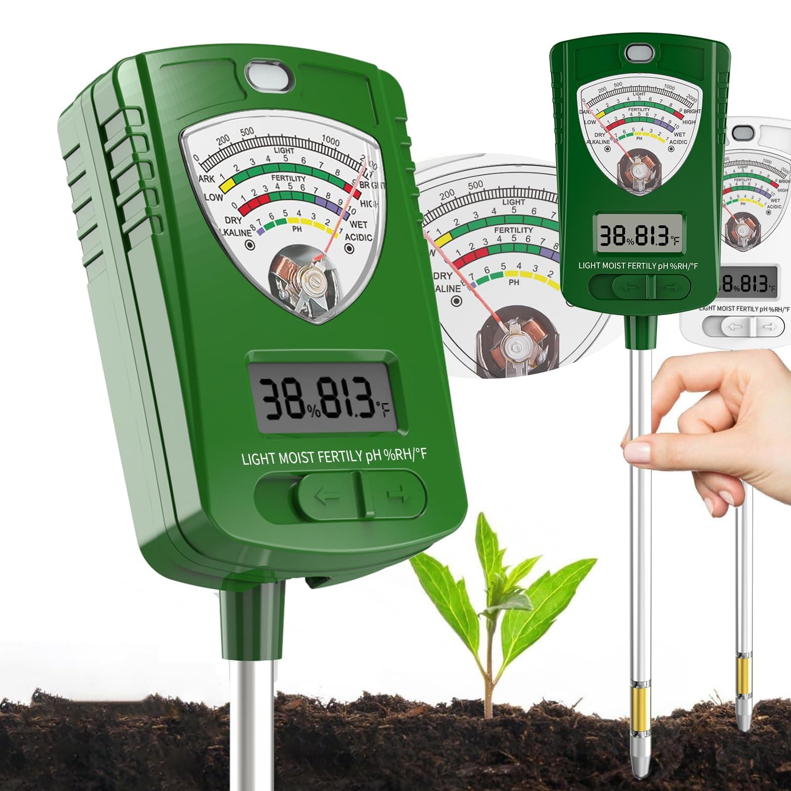 lineal 7-in-1 Soil ph Test kit, Soil Tester, Soil Meter of Moisture/Light/Fertility/PH/Soil Temp for House Plants, Soil Hygrometer Moisture Sensor for Indoor & Outdoor, Garden, Farm, Lawn Plant Care