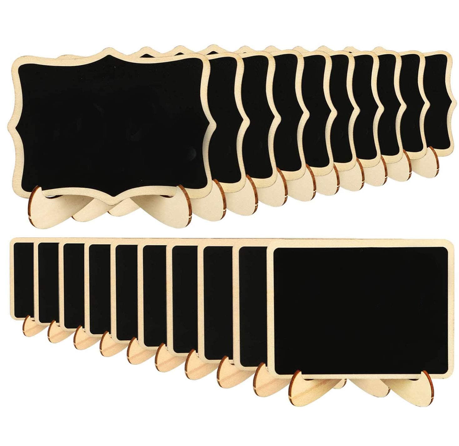 RATEL Mini Chalkboard 20 Pack Mini Chalkboards Signs with Easel Stand, Small Wood Blackboards Place Cards with Pens & Chalks for Weddings Birthday Parties Message Table Number and Event Decorations