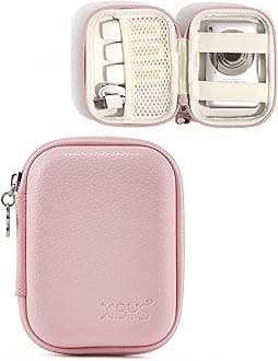 Linpr Digital Camera Case for CAMKORY, KODAK PIXPRO FZ45/FZ55, Canon IXUS 285 HS, Lecran, Small Travel Compact Camera Holder with Mesh Pocket for Accessories SD Card (Pink)