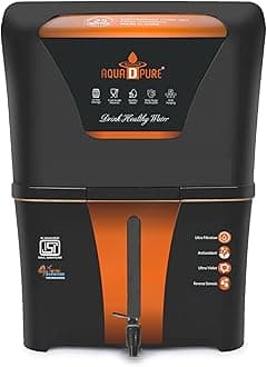 4 in 1 Alkaline RO Waer Purifier with Goodness of Copper and RO, UV, UF, Inbuilt TDs Adjuster, Multisource Water Compatibility, Black