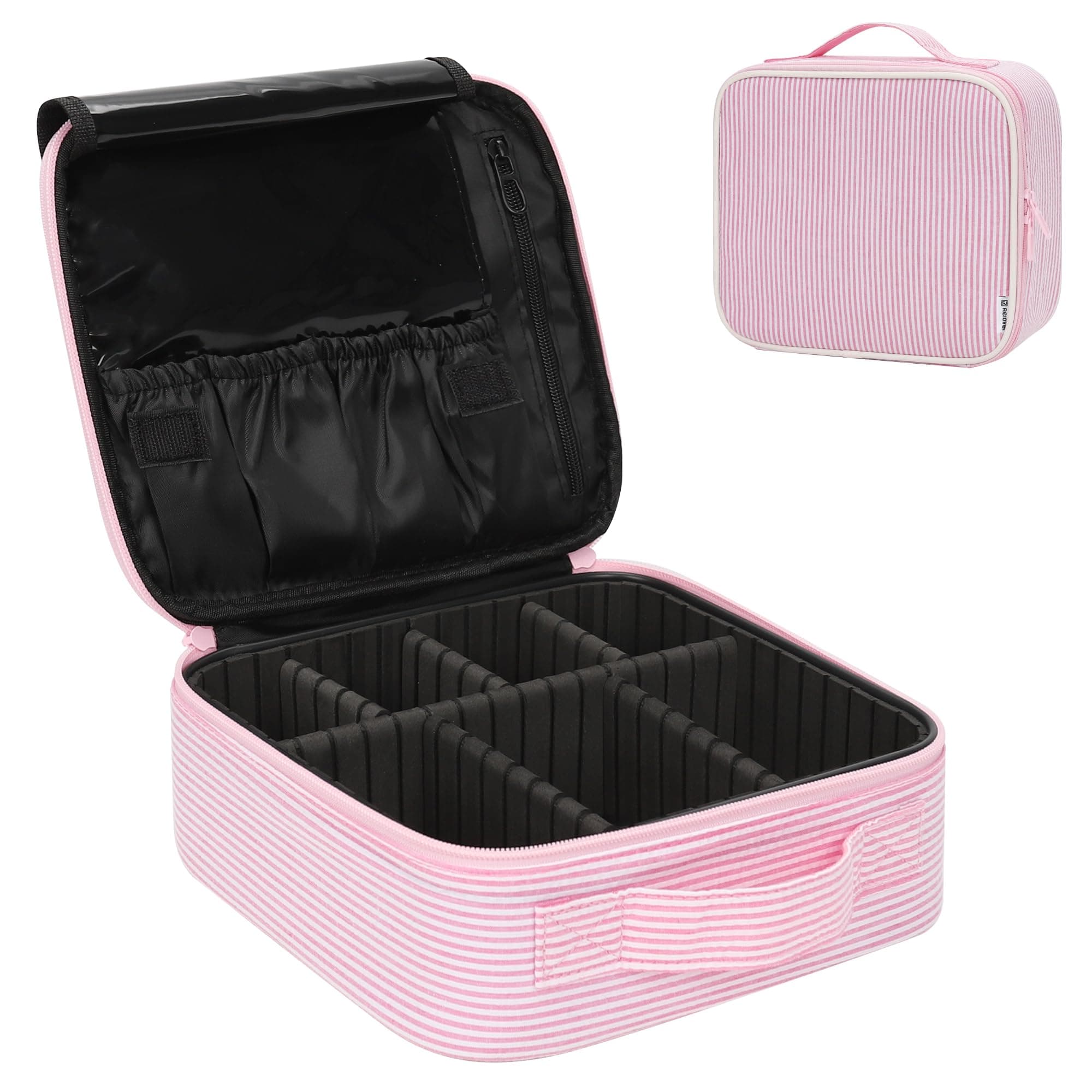 Relavel Travel Makeup Train Case Makeup Cosmetic Case Organizer Portable Artist Storage Bag with Adjustable Dividers for Cosmetics Makeup Brushes Toiletry Jewelry