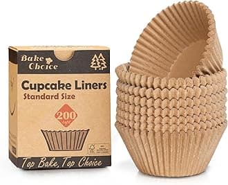 Non-stick 200pcs Standard Cupcake Liners for Baking, Natural, Food-grade Cupcake Wrapper, Greaseproof Parchment Muffin Liners