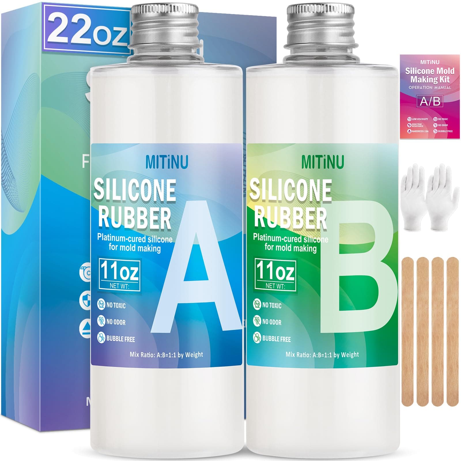 Silicone Mold Making Kit, 22oz 15A Elastic Liquid Silica Gel for Casting Resin molds and Candle & Soap Mold,Fast Cure Translucent Platinum Silicone Rubber