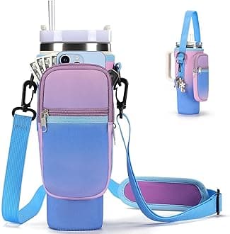 Water Bottle Carrier Bag for Stanley 40/30 oz Tumbler with Phone Pocket Neoprene Water Bottle Holder with Shoulder & Handheld Strap Stanley Cup Accessories