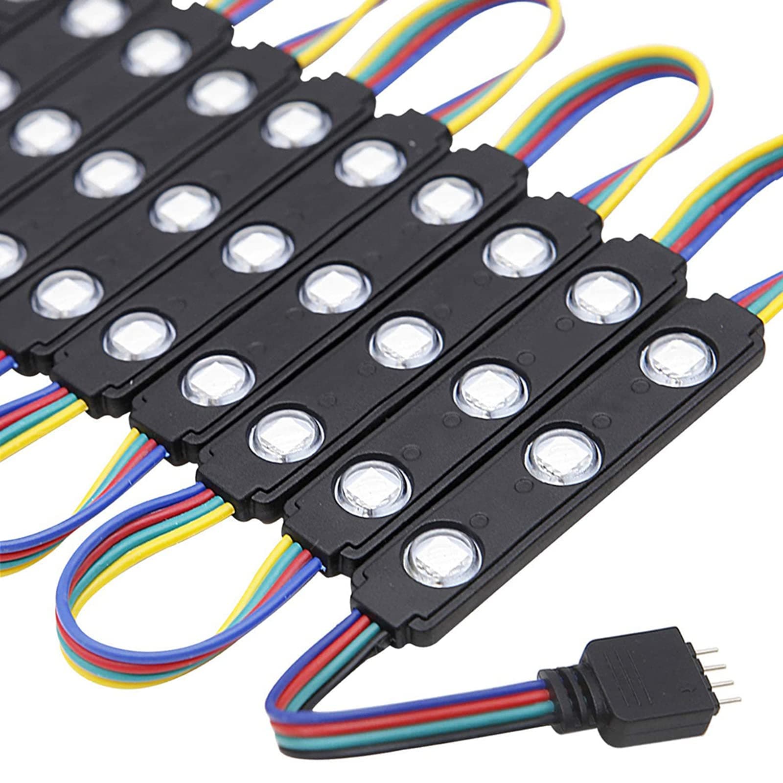 Module 100FT LED Strip Lights, Waterproof RGB 5050 Color Changing Kit with 44 Key IR Remote and 12V Power Supply, Smart Memory Function for Bedroom, Party, Storefront Advertising Signs Decoration