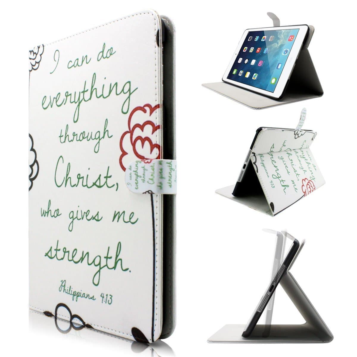 iPad Air 2 Case, Milocos [Soft Leather] Smart Folio Cover with Magnetic Auto Wake & Sleep Function for iPad Air 2/iPad 6th Generation (Philippians 4.13)