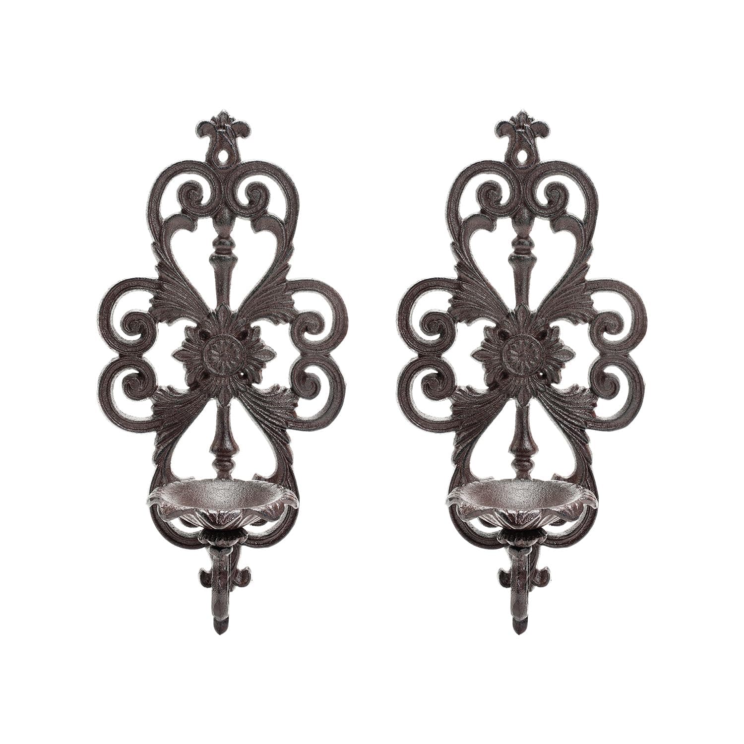 SungmorCast Iron Candle Sconces Set of 2, Decorative Wall Mounted Candle Holder, Vintage Vine Shape Home Candle Display Holder, Gothic Wall Sconce Kitchen Dining Living Room Patio Decor