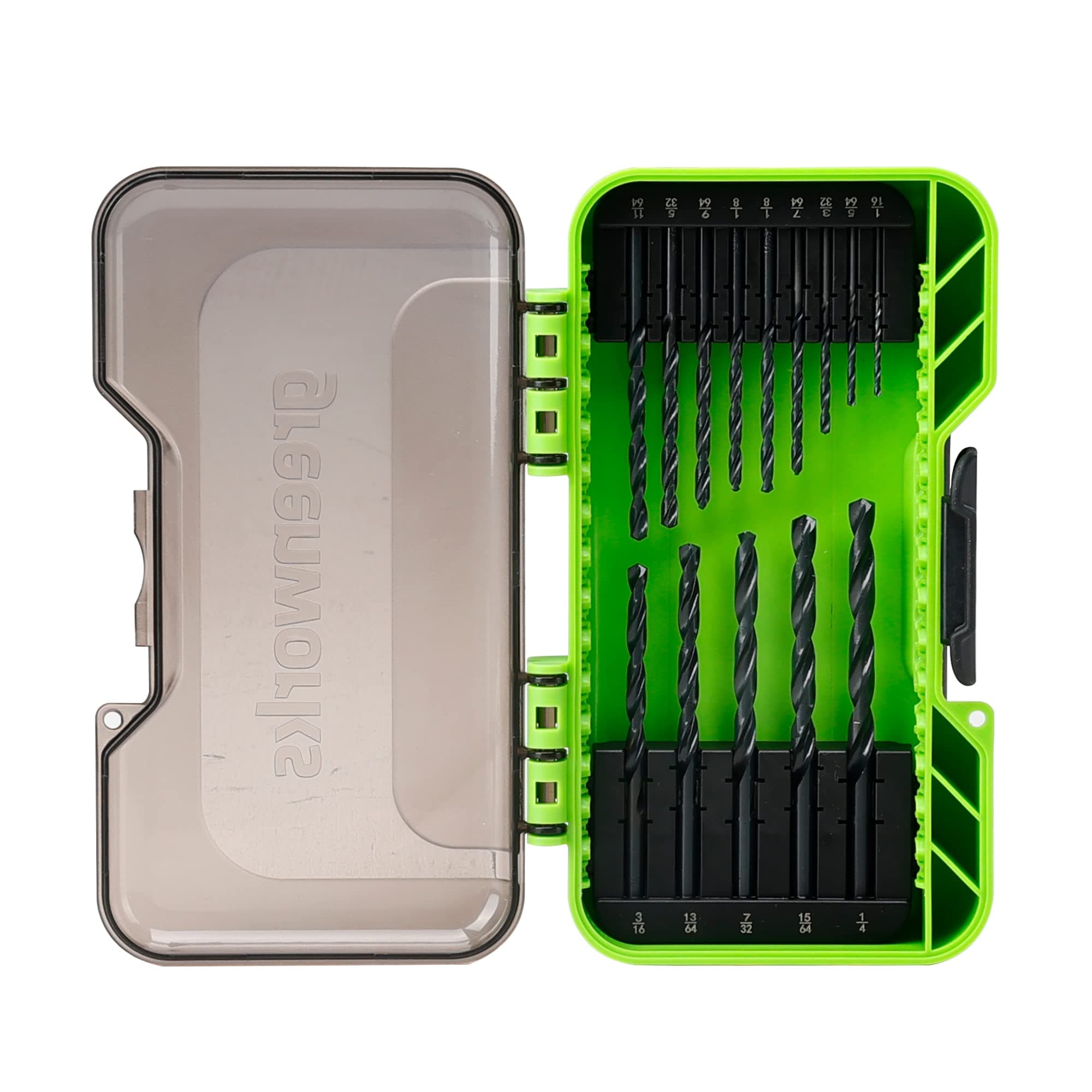 Greenworks 14 Pcs Black Oxide Drilling Bit Set,135 Degree Split Point, Black Oxide Coated, For Plastic, Wood and Metal