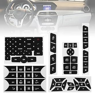 Car Interior Stickers Button Decal Compatible with Mercedes Benz GLK350 C Class CLS C218 SLK W172 W204 W212 W218 W207 Steering Wheel A/C Air Conditioner Window Radio Number Door Dash Sticker