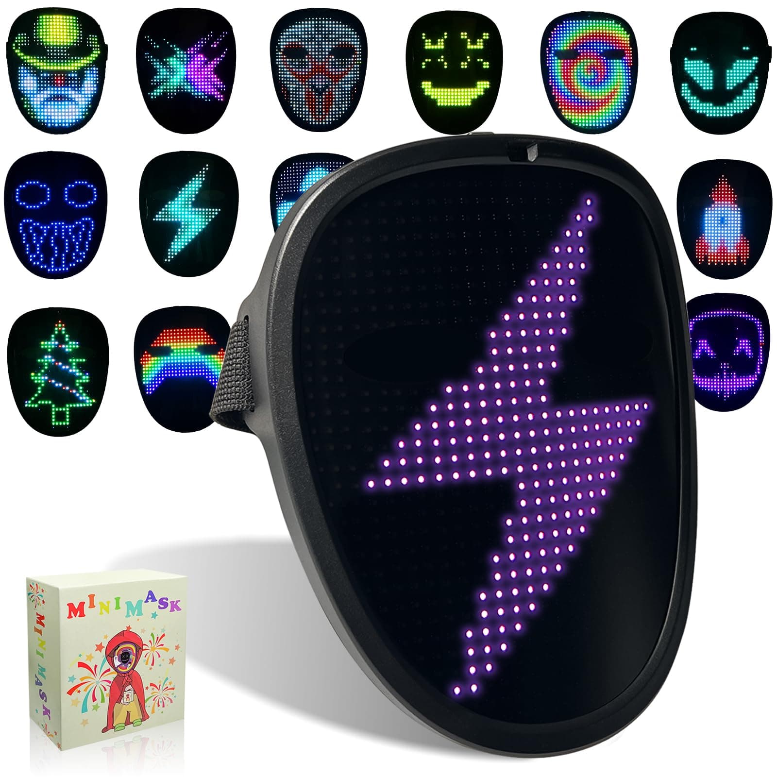 Led Mask Light up Mask with Gesture Sensing, Cool Glowing Toys Masks Great Gift for Halloween Christmas Costume Party