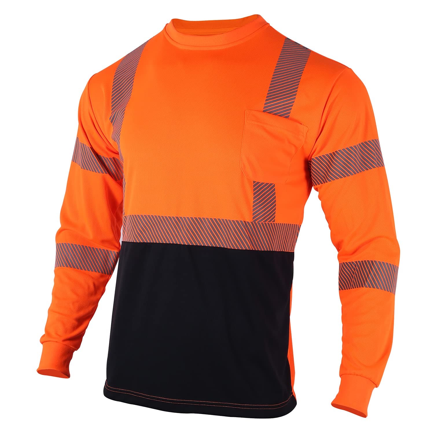 VENDACE Safety Reflective High Visibility Long Sleeve Shirts ANSI Class 2 Hi Vis Construction Work T Shirts for Men