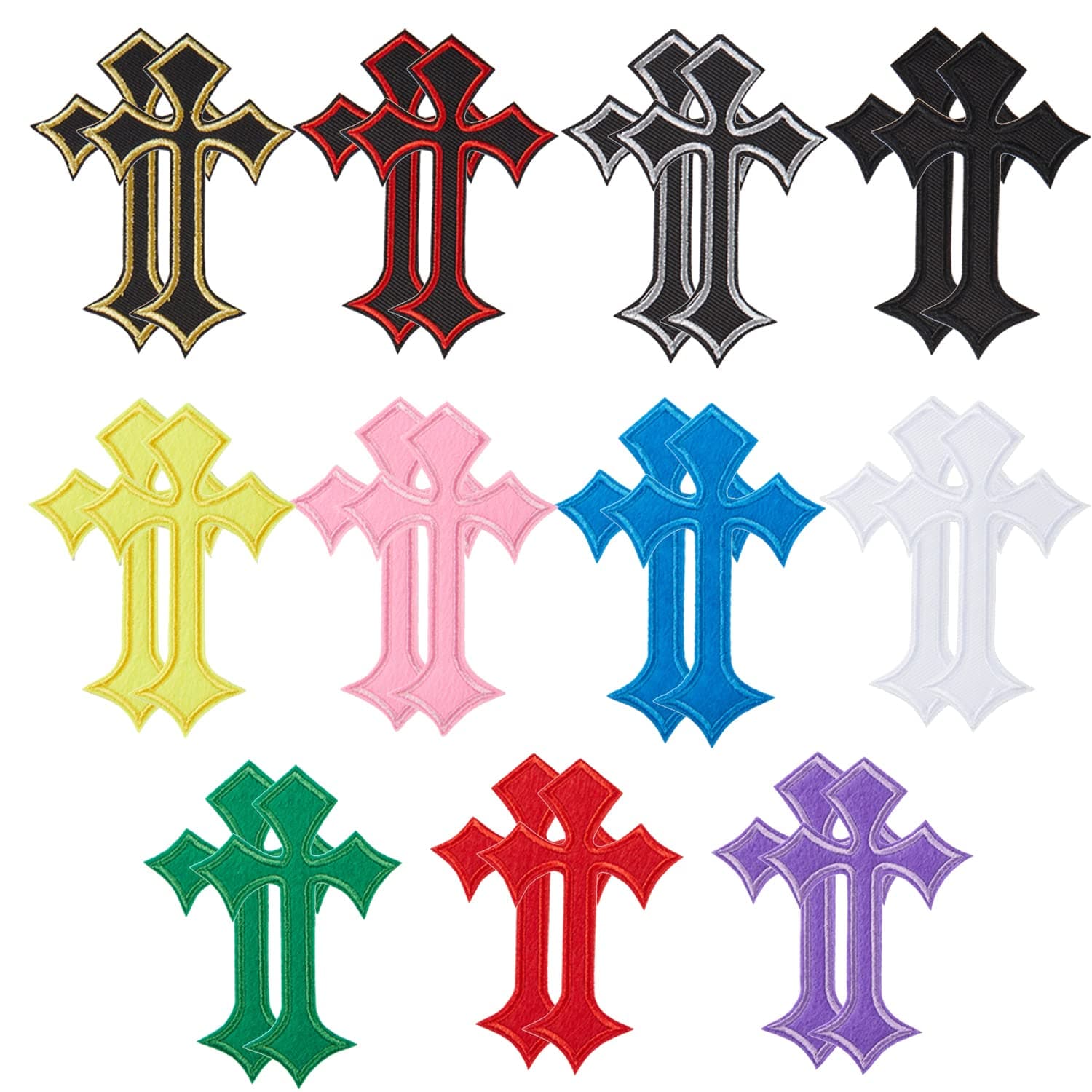22pcs Cross Patches, Iron on/Sew on Cross Applique Patch, DIY Iron Patches for Jeans Hats Shirts Jackets Backpacks