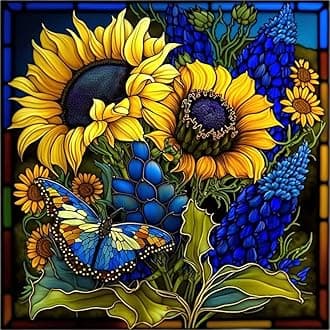 TiwabbSunflower Stamped Cross Stitch Kits,Cross Stitch Kits for Adults Beginners,11 CT Full Range of Cross-Stitch Stamped Kits Needlecrafts for Home Decor Patterns 13.8 x 13.8 in