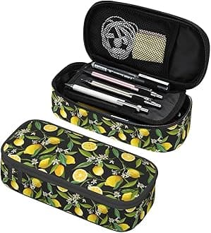 Lemon Fruit Tropical Pencil Case Big Capacity Storage Pencil Pouch Stationery Bags With Zipper Portable Pen Holder Box Organizer For Boys Student College School Office Supplies
