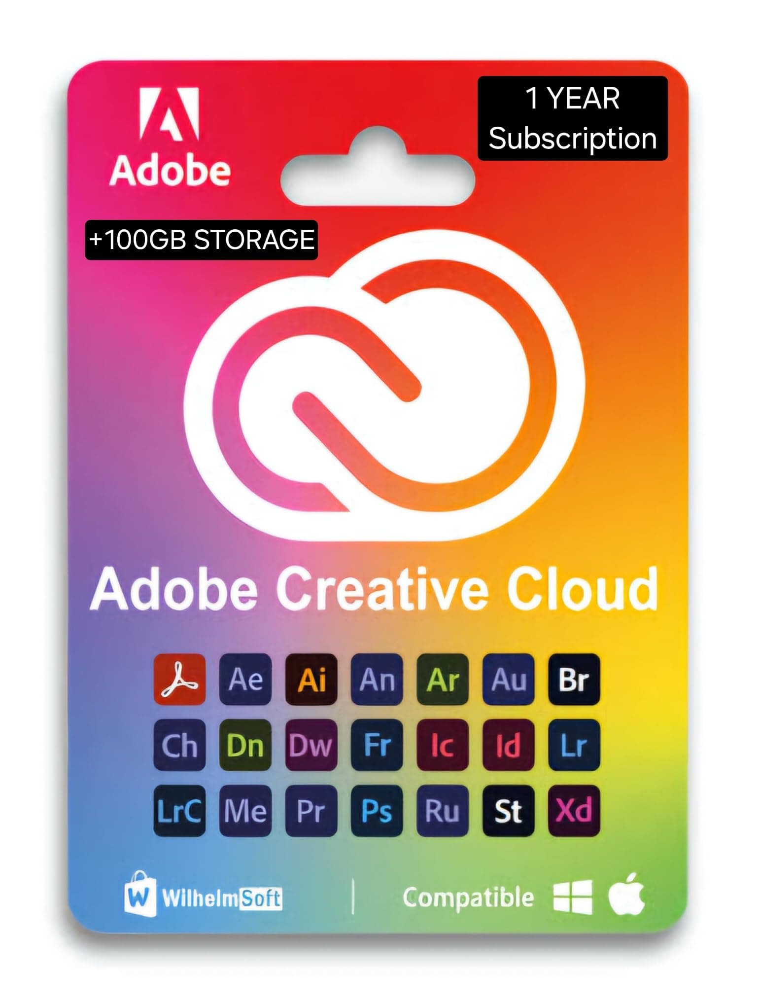 AdobeCreative Cloud 2025 (20+ Apps with Acrobat Pro DC, Photoshop, Premier Pro, After Effects, Illustrator And More for Windows/Mac, M1, M2, M3, M4 | 1 Year Subscription (2+ Devices) | Regular Online Updates + 100GB Storage 100% Genuine