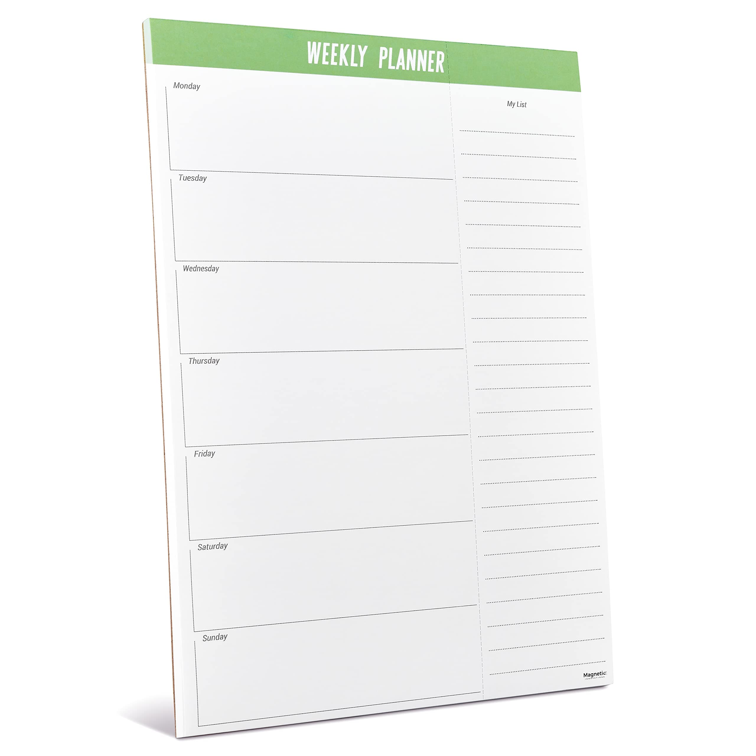 Weekly Desk Planner/Notepad, Organise Your Week, Tear Off List, Magnetic Backing for Fridge Mounting, 54 Sheets 100gsm Paper, 17x25cm, Home or Office Use
