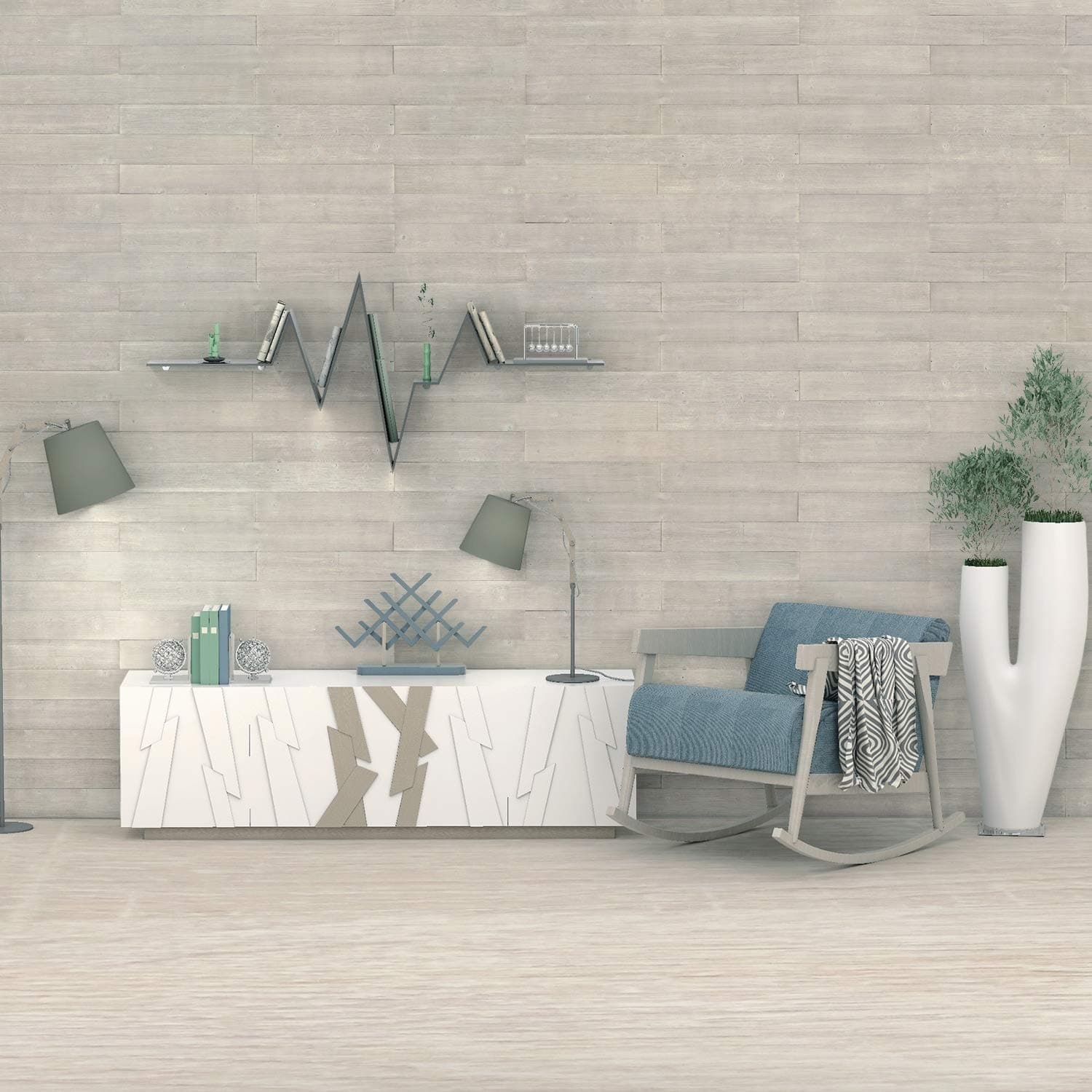 Easy Peel & Stick DIY Real Distressed Wood Wall Plank or Panel - 12 Pieces - 19.50 SF - Large 5" x 46.5" (WP-012C Rustic Light Grey)