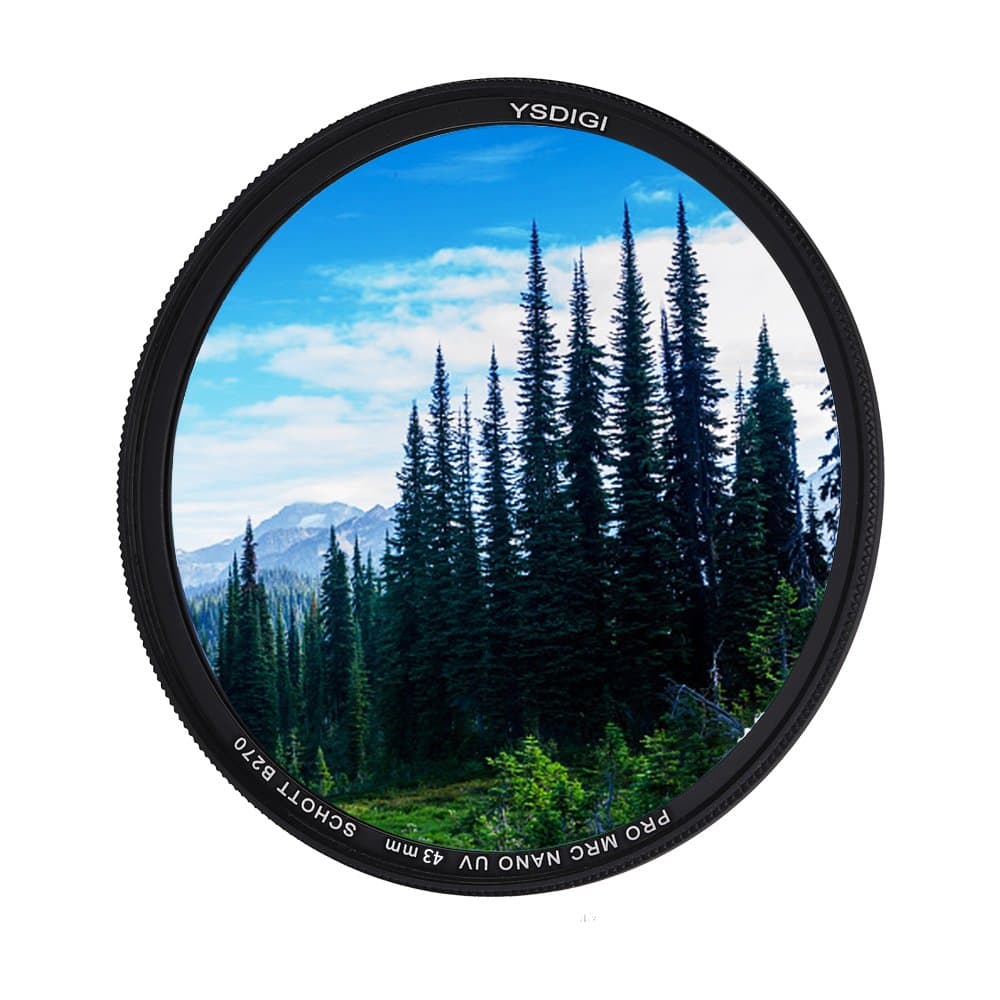 YSDIGI Ultra-Slim 43mm UV Filter Lens Filter UV Protection with Multi-Coated Ultraviolet UV Haze, High Definition Schott B270 Glass, Nano Coatings, for Outdoor Photography.