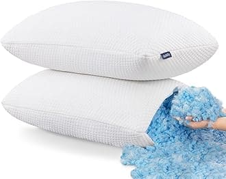 Molblly Sleeping Pillows,Shredded Memory Foam Pillow,Best Orthopedic Sleeping Pillow Non-allergenic & Anti dust mite,Soft Hotel Quality Pillows,Standard Size(2 Pack, 70 x 45 cm)