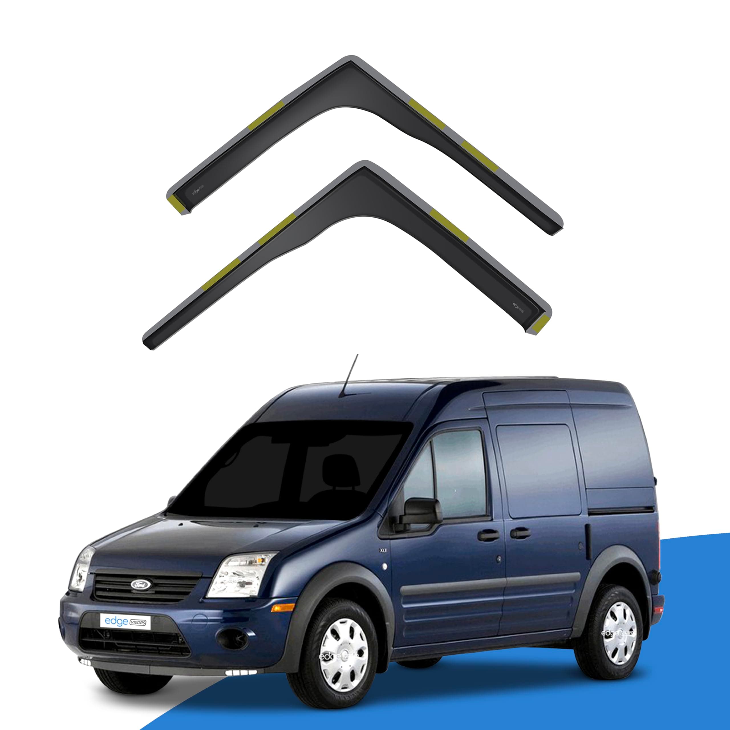 EdgeVisors Wind Deflectors | Fits: Ford Transit Connect MK1 (2004-2013) Van 2pc Set | In-Channel Rain Guards for Wind, Rain & Sun Protection, Easy Installation - Tinted